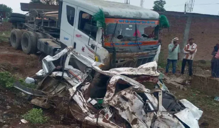Truck hits van..