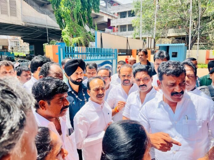 MP Etala Rajender and BJP corporators participated in the dharna..