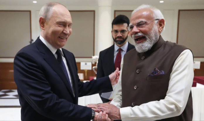 “Prime Minister Narendra Modi with Russian President Vladimir Putin during the India–Russia 2025 summit in Delhi, December 2025.”