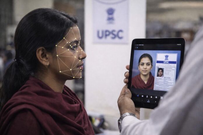 UPSC పరీక్ష కేంద్రంలో అభ్యర్థి ముఖ గుర్తింపు ద్వారా ఫేస్ అథెంటికేషన్ ప్రక్రియ