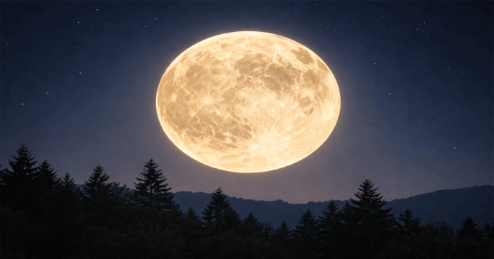Wolf Super Moon visible on Pushya Pournami 2026 appearing brighter and larger than a regular full moon